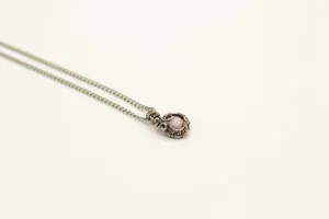 Sterling Silver Mini Pendant with Pink Fused Glass Accent