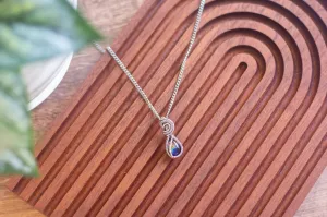 Sterling Silver Teardrop Pendant with Dichroic Rainbow Fused Glass