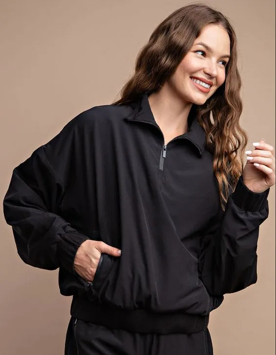 STRETCH WOVEN FLEECE OVERSIZE QUARTER Z