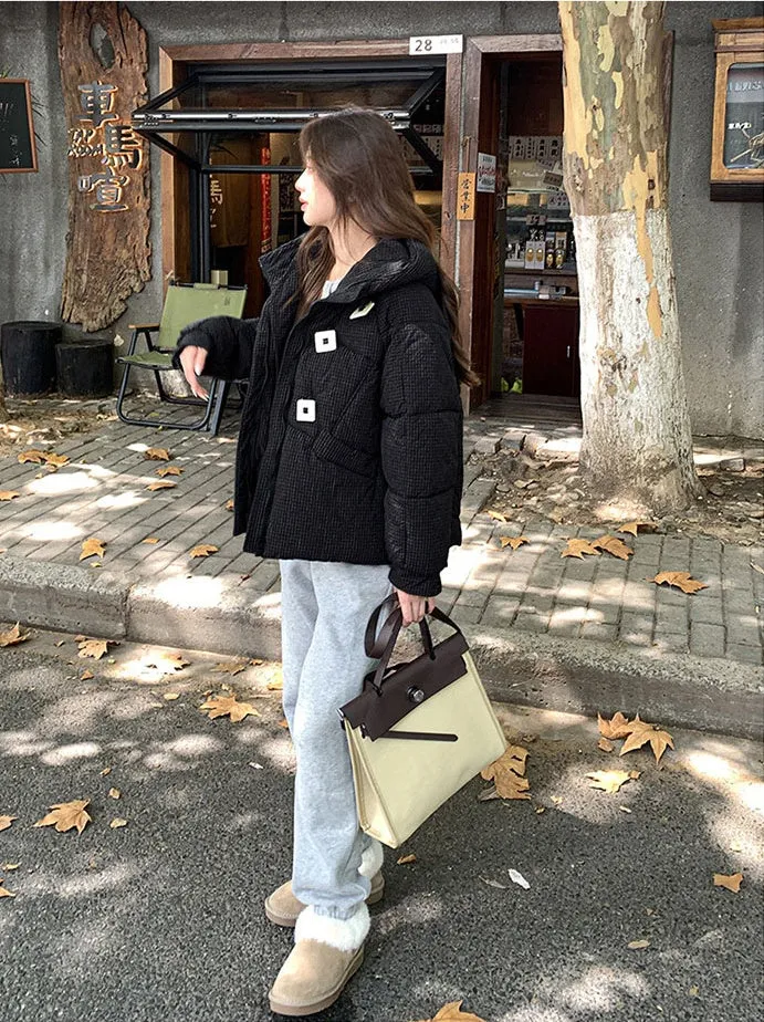 Stylish Quilted Puffer Jacket with Toggle Button for Women