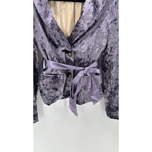 Sugar Lips vintage Y2K 90s soft purple velvet lined jacket blazer w/ribbon tie