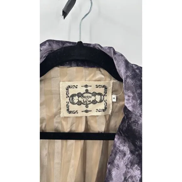 Sugar Lips vintage Y2K 90s soft purple velvet lined jacket blazer w/ribbon tie
