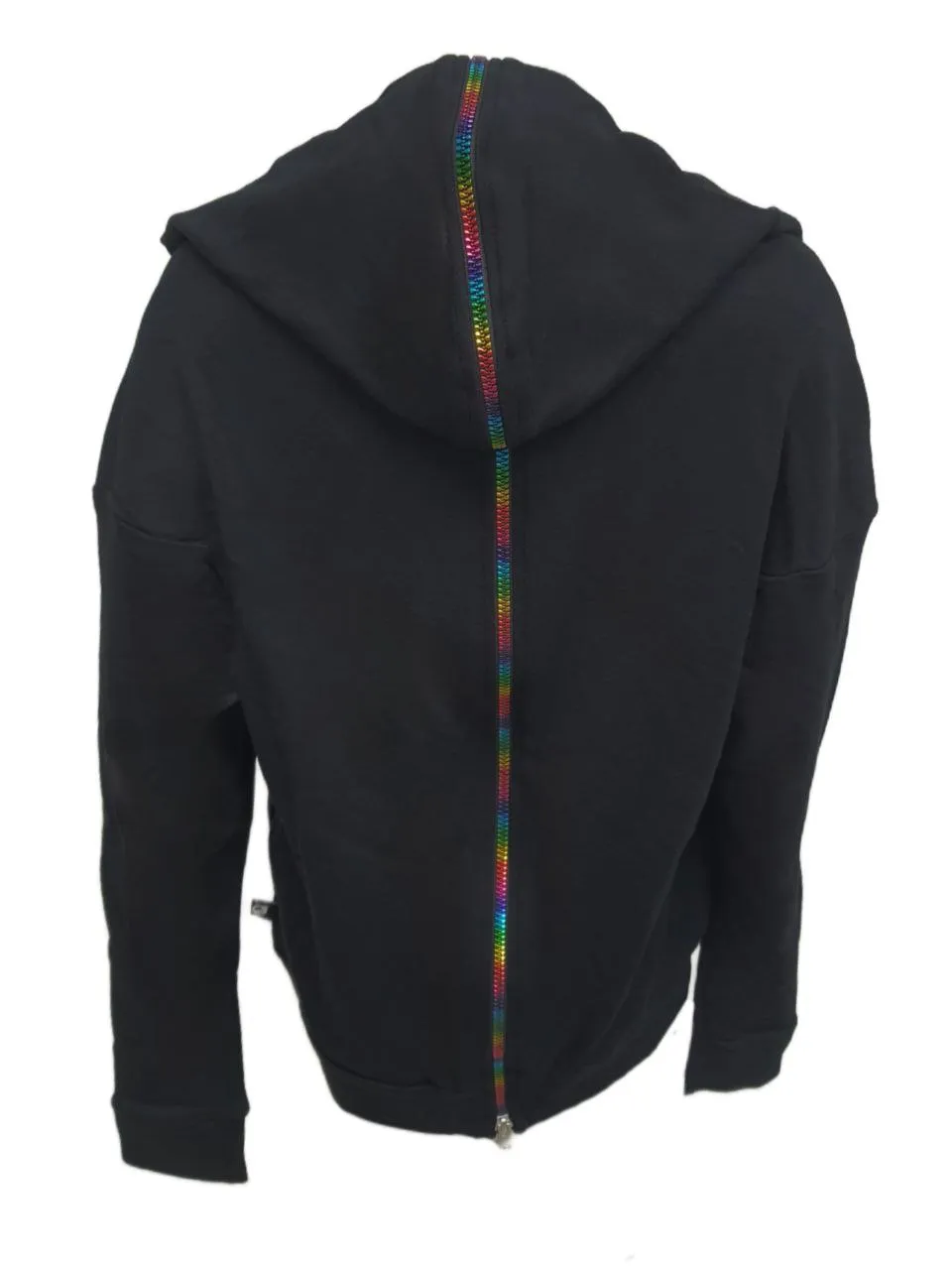 TEREZ Girl's Black Rainbow Zipper Hoodie #1111640 14 Years NWT