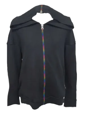 TEREZ Girl's Black Rainbow Zipper Hoodie #1111640 14 Years NWT