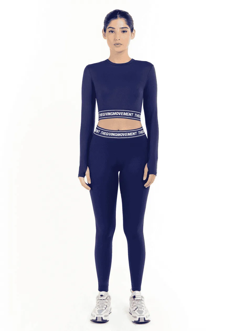 THE GIVING MOVEMENT CROPPED LS TOP WITH BRANDED ELASTIC