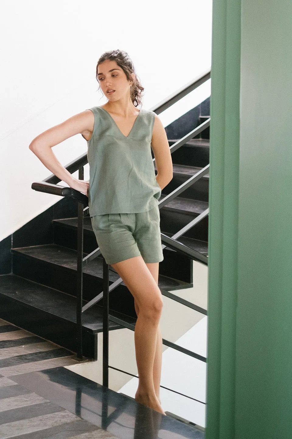 The Linen V Neck Tank