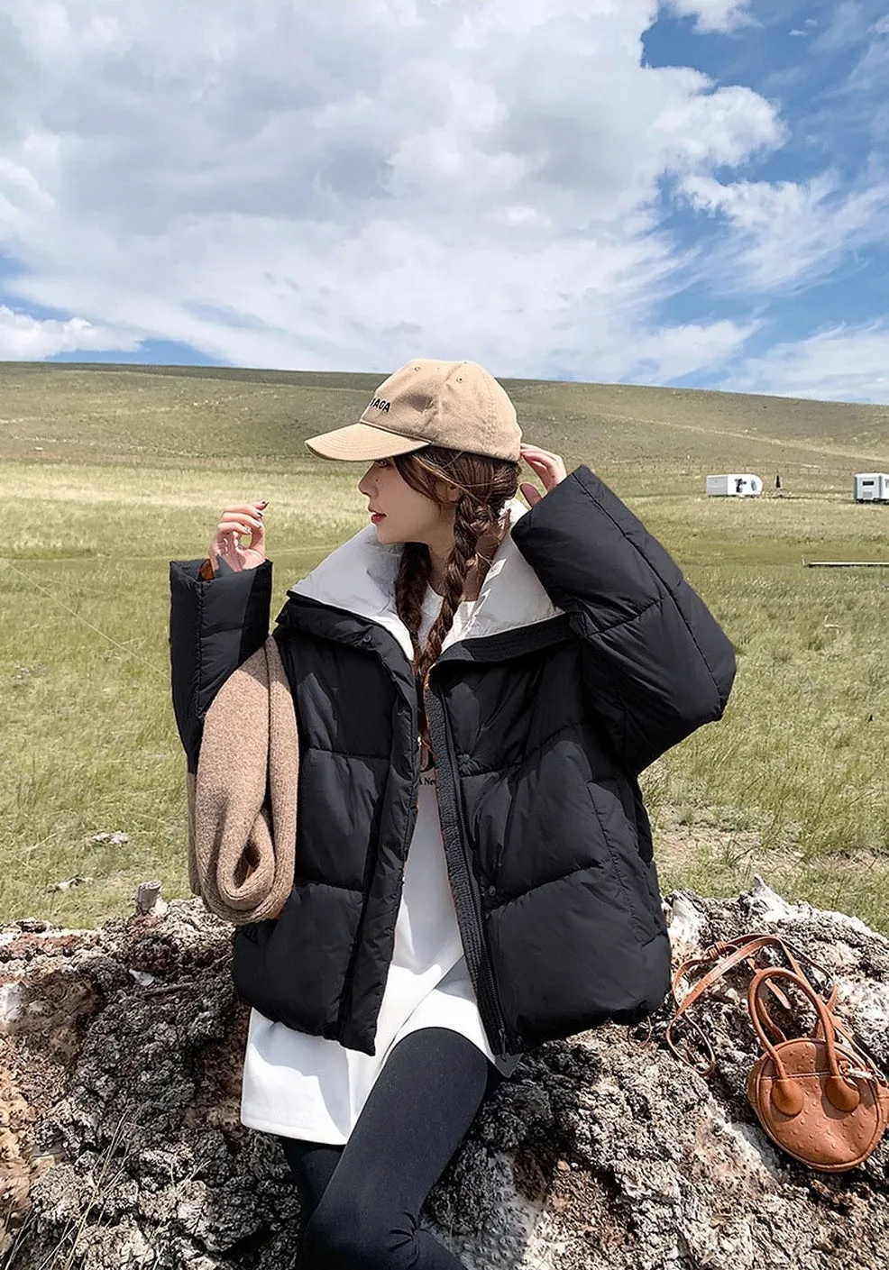 Thickened Quilted Raincoat for Women with Windproof Features