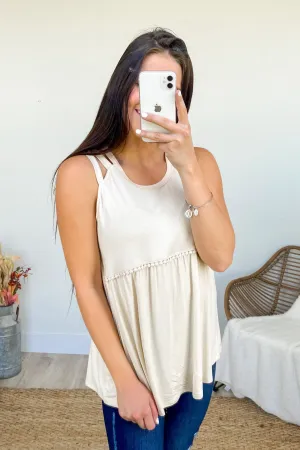 Three Strap Babydoll Top- Beige