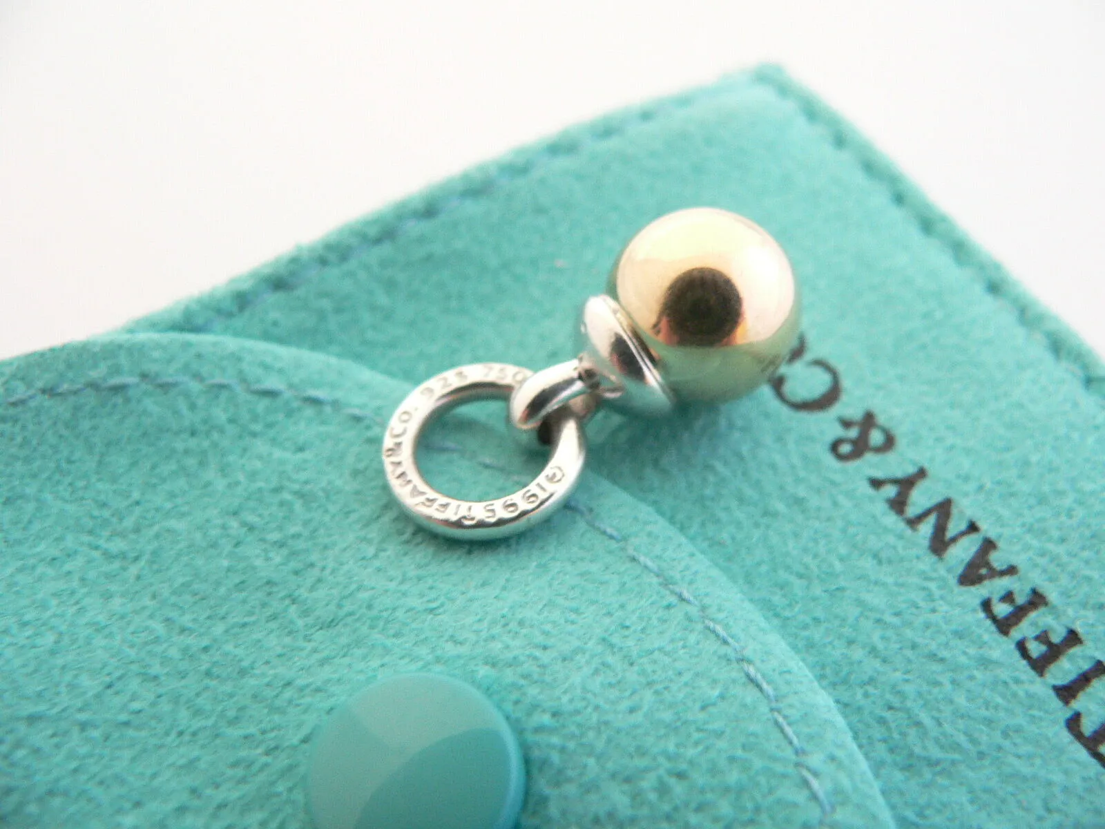 Tiffany & Co Ball Earrings Silver Hardware 18K Gold Fascination Dangle Clip On