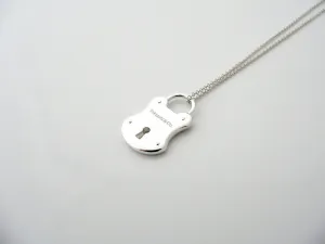 Tiffany & Co Rectangle Locks Necklace Pendant Charm Chain Gift Silver 16.5 Inch