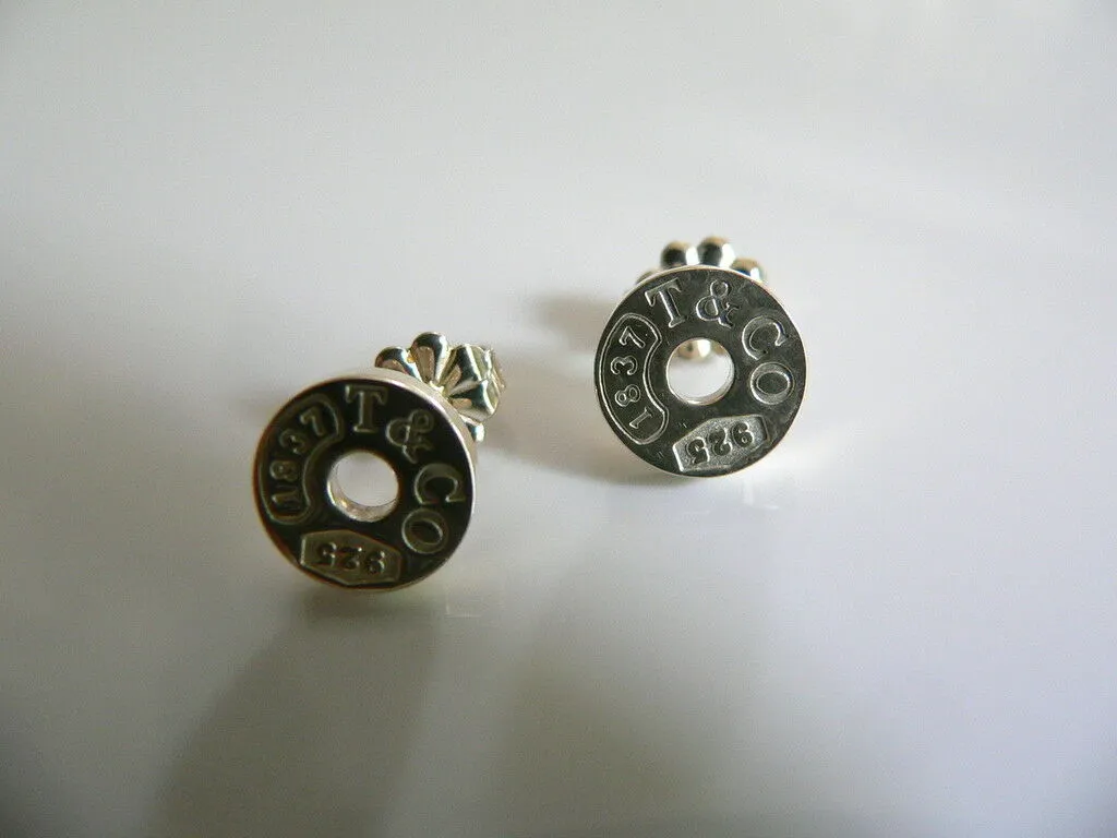 Tiffany & Co Silver 1837 Circle Earrings Studs Gift Love Statement Classic