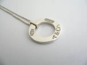 Tiffany & Co Silver 1837 Circle Round Necklace Pendant Charm Chain Gift Love