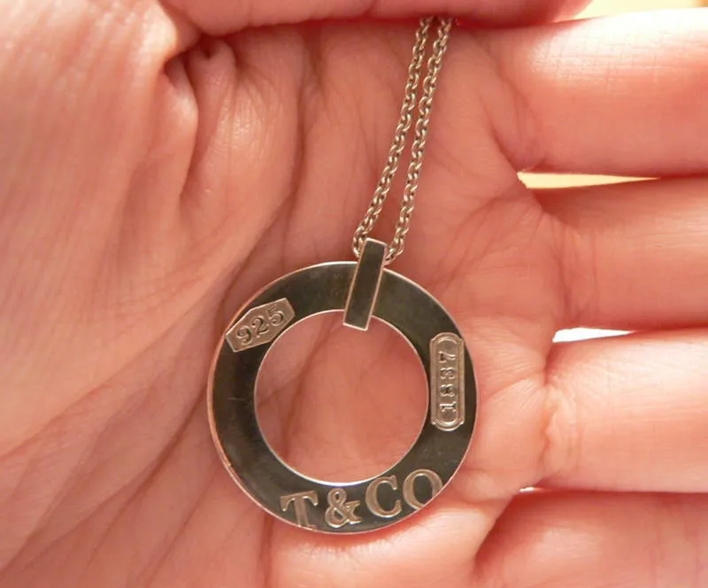 Tiffany & Co Silver 1837 Circle Round Necklace Pendant Charm Chain Gift Love