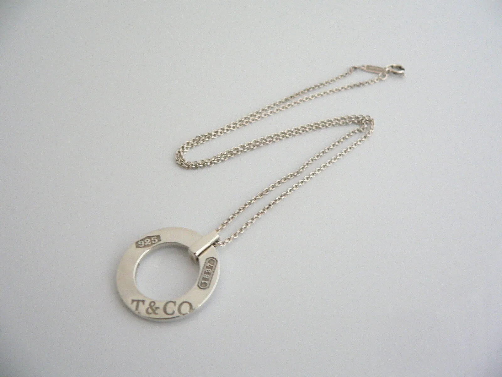 Tiffany & Co Silver 1837 Circle Round Necklace Pendant Charm Chain Gift Love