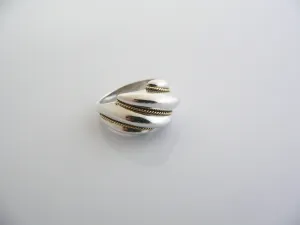 Tiffany & Co Silver 18K Gold Shrimp Twist Ring Band Sz 5 Rare Statement Love
