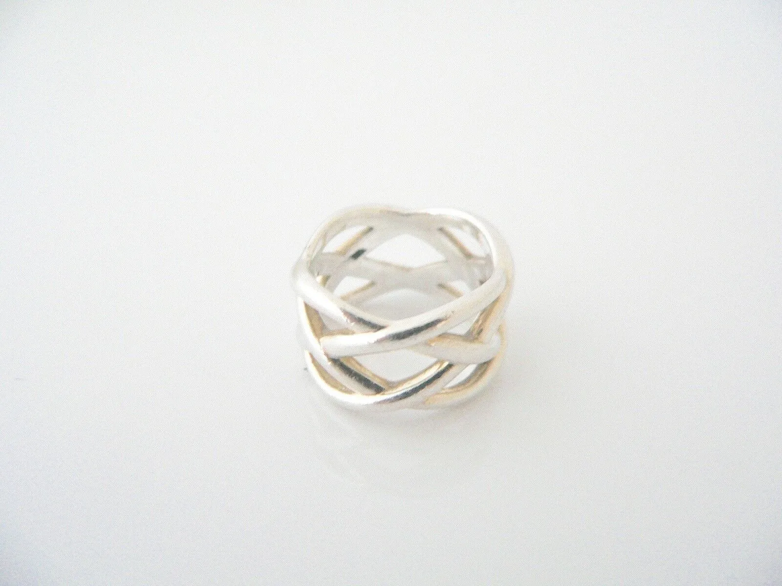 Tiffany & Co Silver Braided Knots Knot Wide Ring Band Sz 5.75 Gift Love