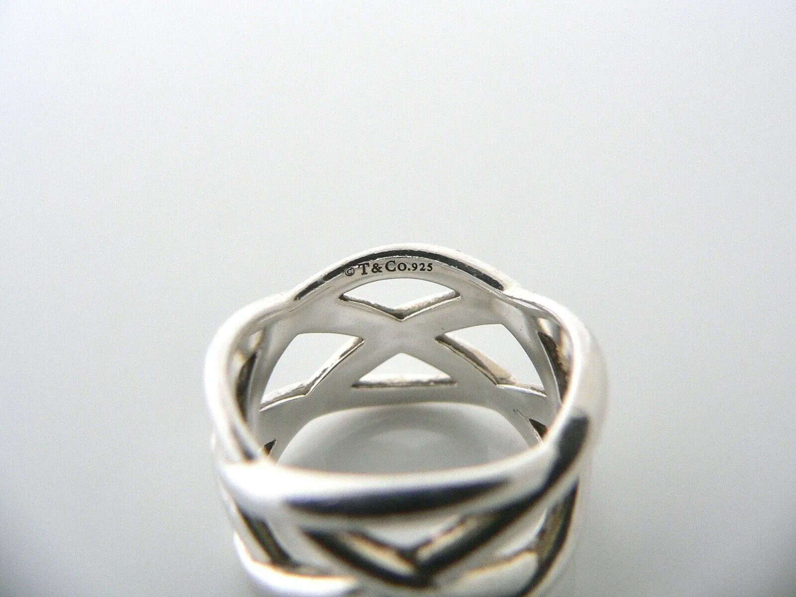 Tiffany & Co Silver Braided Knots Knot Wide Ring Band Sz 5.75 Gift Love