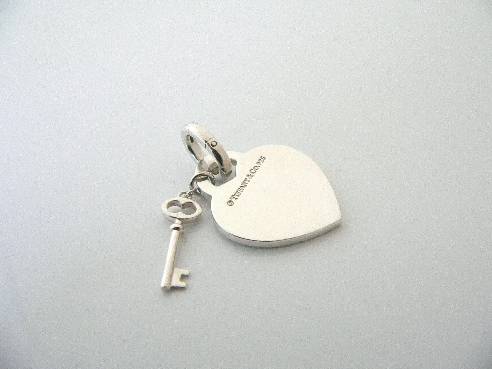 Tiffany & Co Silver Heart Key Charm 4 Necklace Bracelet Clasp Return to Gift