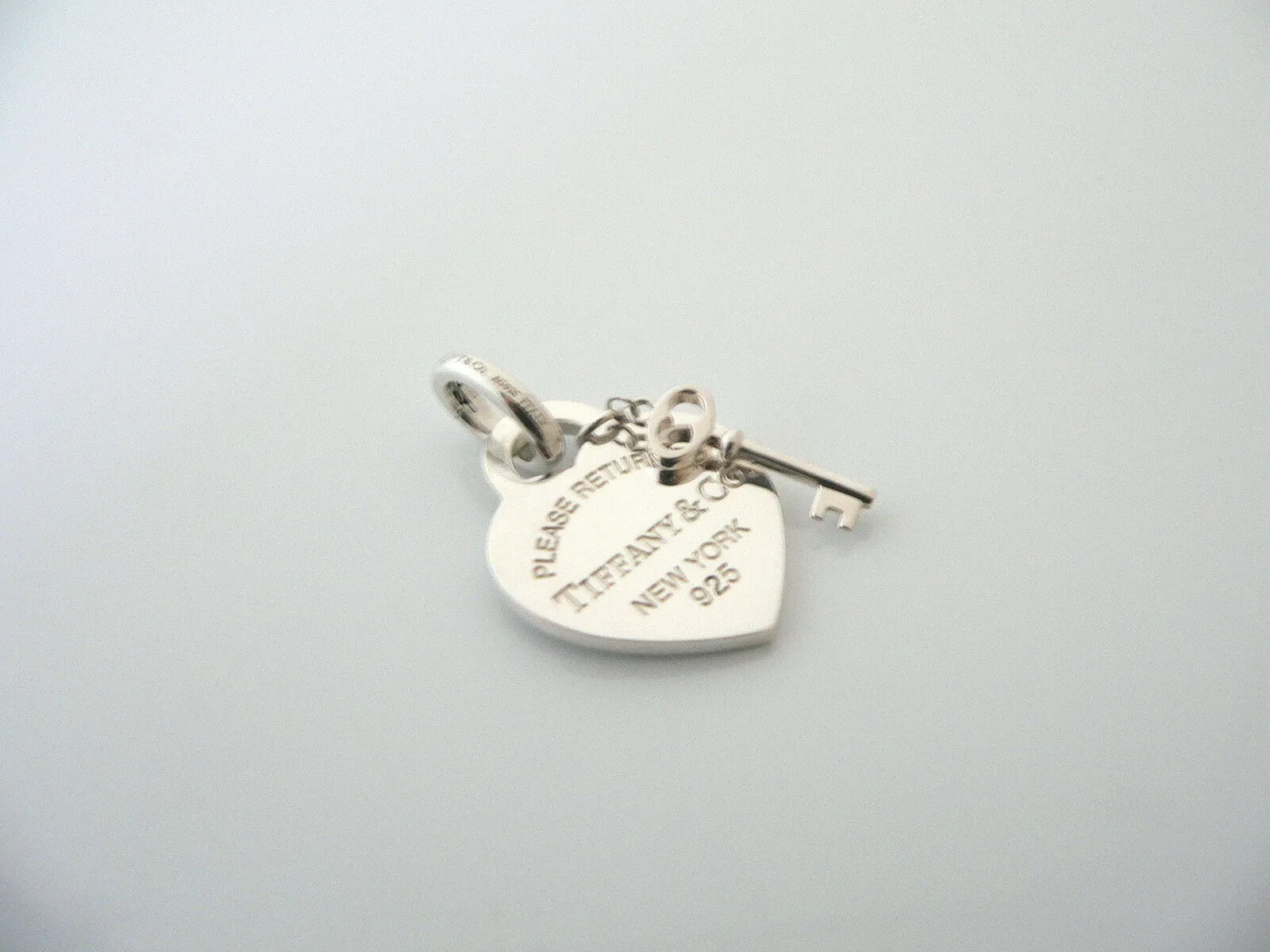 Tiffany & Co Silver Heart Key Charm 4 Necklace Bracelet Clasp Return to Gift