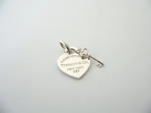 Tiffany & Co Silver Heart Key Charm 4 Necklace Bracelet Clasp Return to Gift
