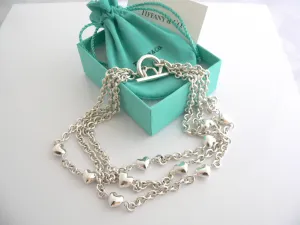 Tiffany & Co Silver Heart Link Toggle Necklace Link Chain Gift Pouch Love Box