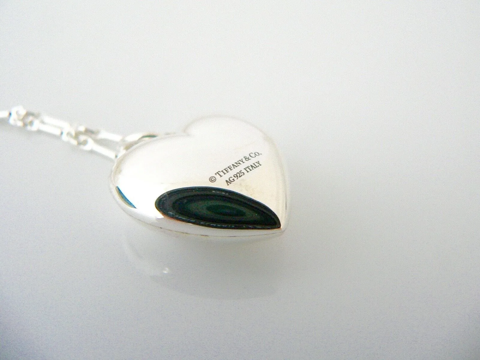 Tiffany & Co Silver Heart Necklace Pendant Charm 18 In Chain Puff Puffed Mint