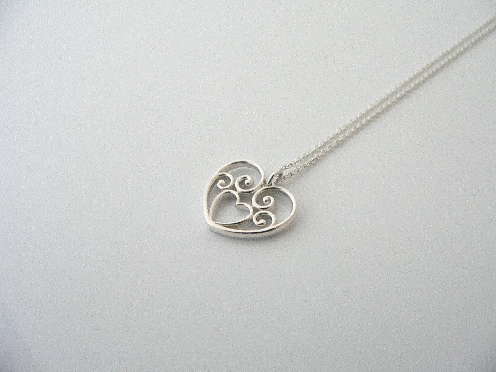 Tiffany & Co Silver Heart Necklace Pendant Goldoni Charm Chain Gift Love Cool