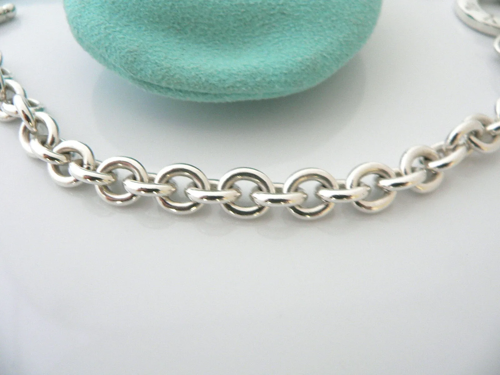 Tiffany & Co Silver Heart Toggle Charm Bracelet Bangle Chain Gift Love Statement