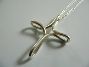 Tiffany & Co Silver Large Infinity Cross Necklace Pendant Charm Chain Gift Love