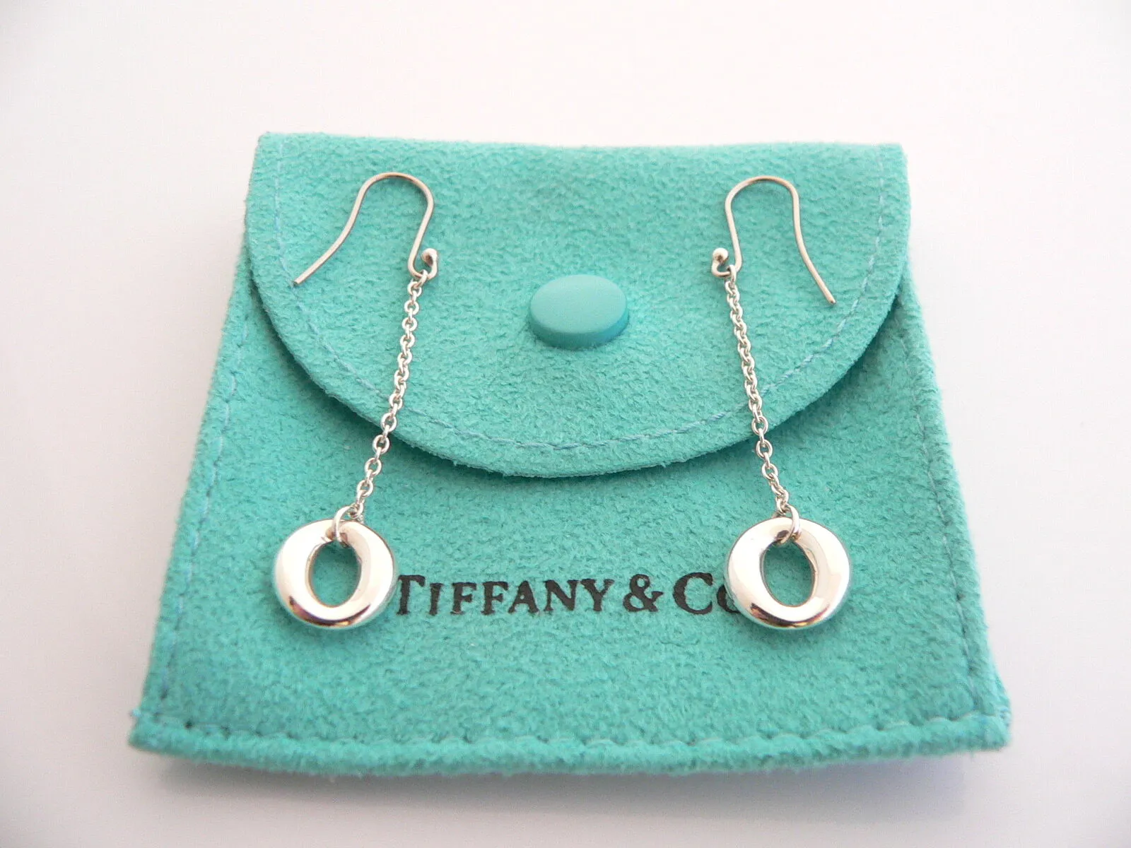 Tiffany & Co Silver Peretti Sevillana Dangling Dangle Earrings Gift Pouch Love