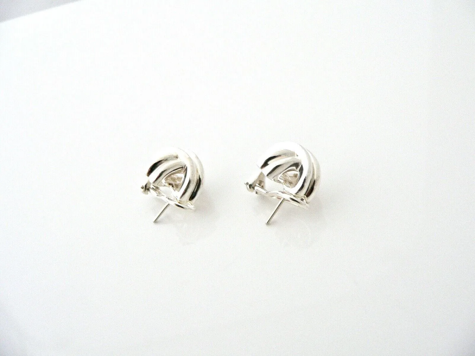 Tiffany & Co Silver Signature X Pierced Earrings Omega Rare Gift Love Statement