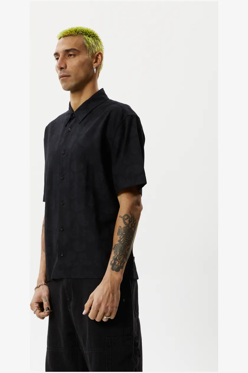 TRADITION - PAISLEY SHORT SLEEVE SHIRT - BLACK