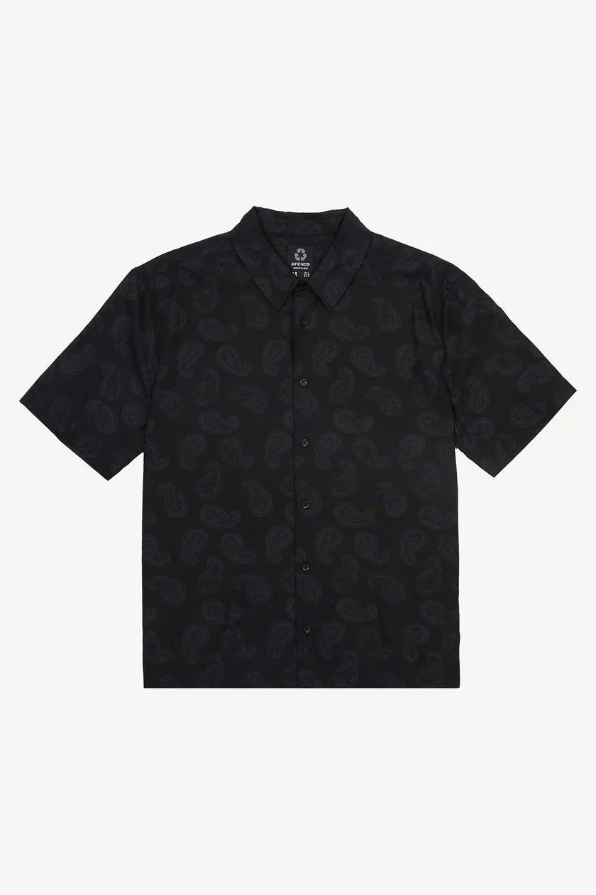 TRADITION - PAISLEY SHORT SLEEVE SHIRT - BLACK
