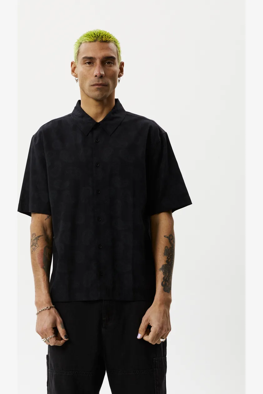 TRADITION - PAISLEY SHORT SLEEVE SHIRT - BLACK