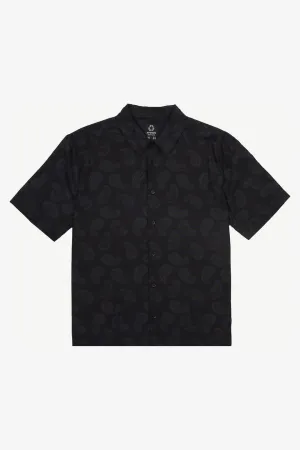 TRADITION - PAISLEY SHORT SLEEVE SHIRT - BLACK