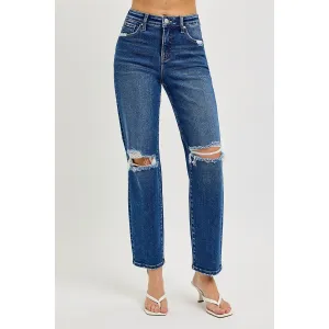 Tummy Control High Rise Crop Girlfriend Jeans