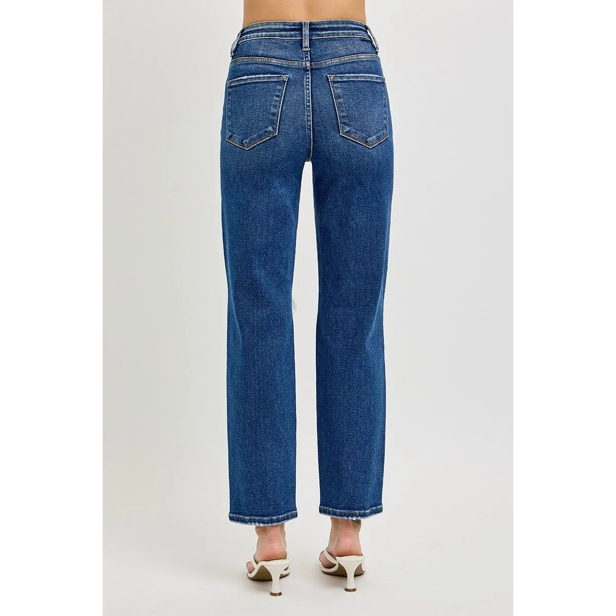 Tummy Control High Rise Crop Girlfriend Jeans