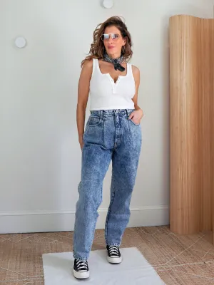 Vintage 80's Acid Wash Barrel Jeans - 28" Waist