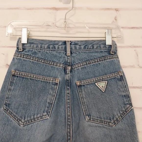Vintage 90s Guess Jeans Made in USA Rigid Denim Cotton High Rise Blue 24