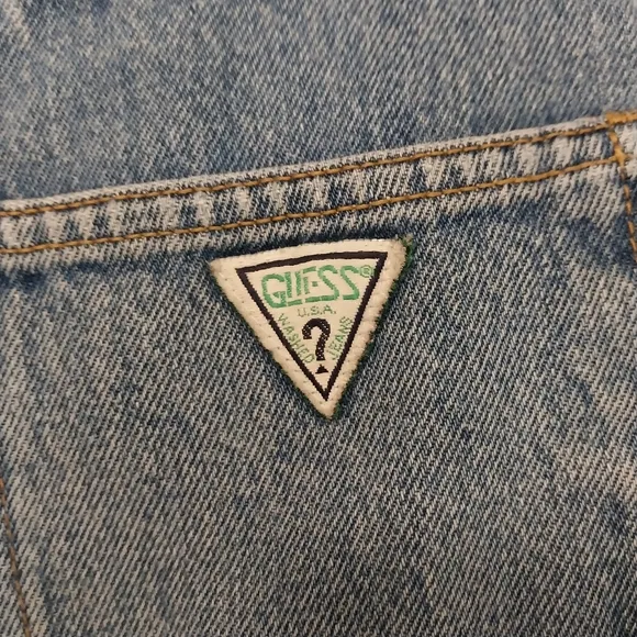 Vintage 90s Guess Jeans Made in USA Rigid Denim Cotton High Rise Blue 24