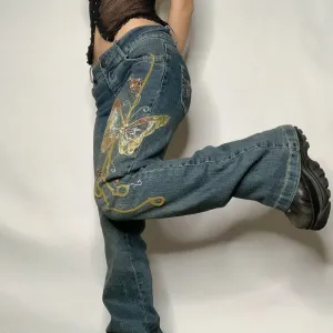 Vintage Butterfly Y2K Embroidered Jeans