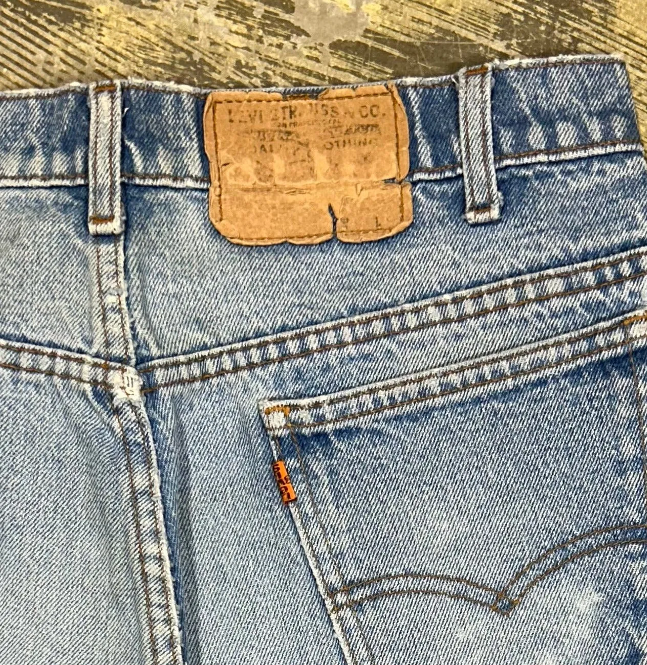 Vintage USA Made Levi 517 Orange Tab Premium Wash Denim Jeans -Busted Cuff (JYJ0124-026)