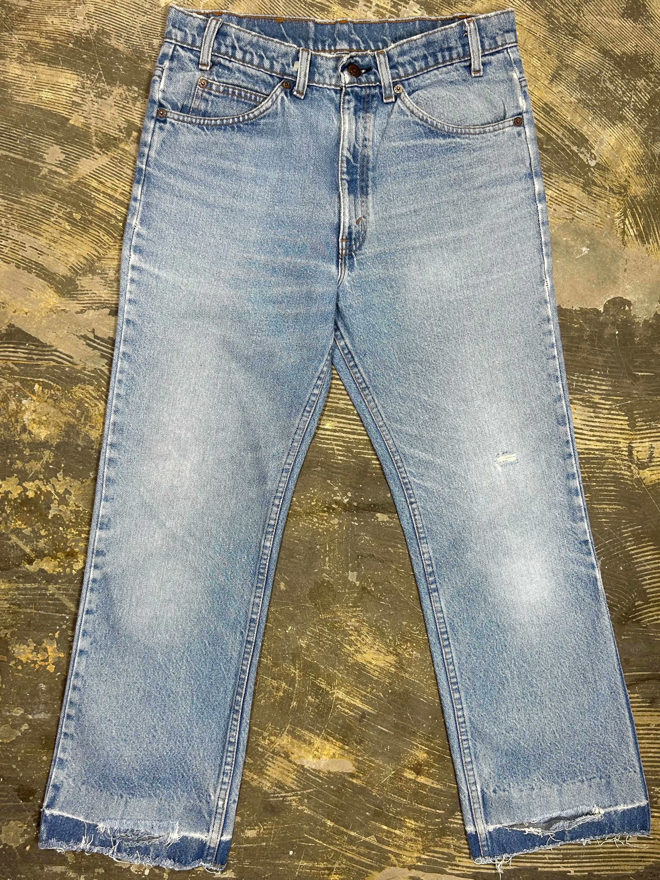 Vintage USA Made Levi 517 Orange Tab Premium Wash Denim Jeans -Busted Cuff (JYJ0124-026)