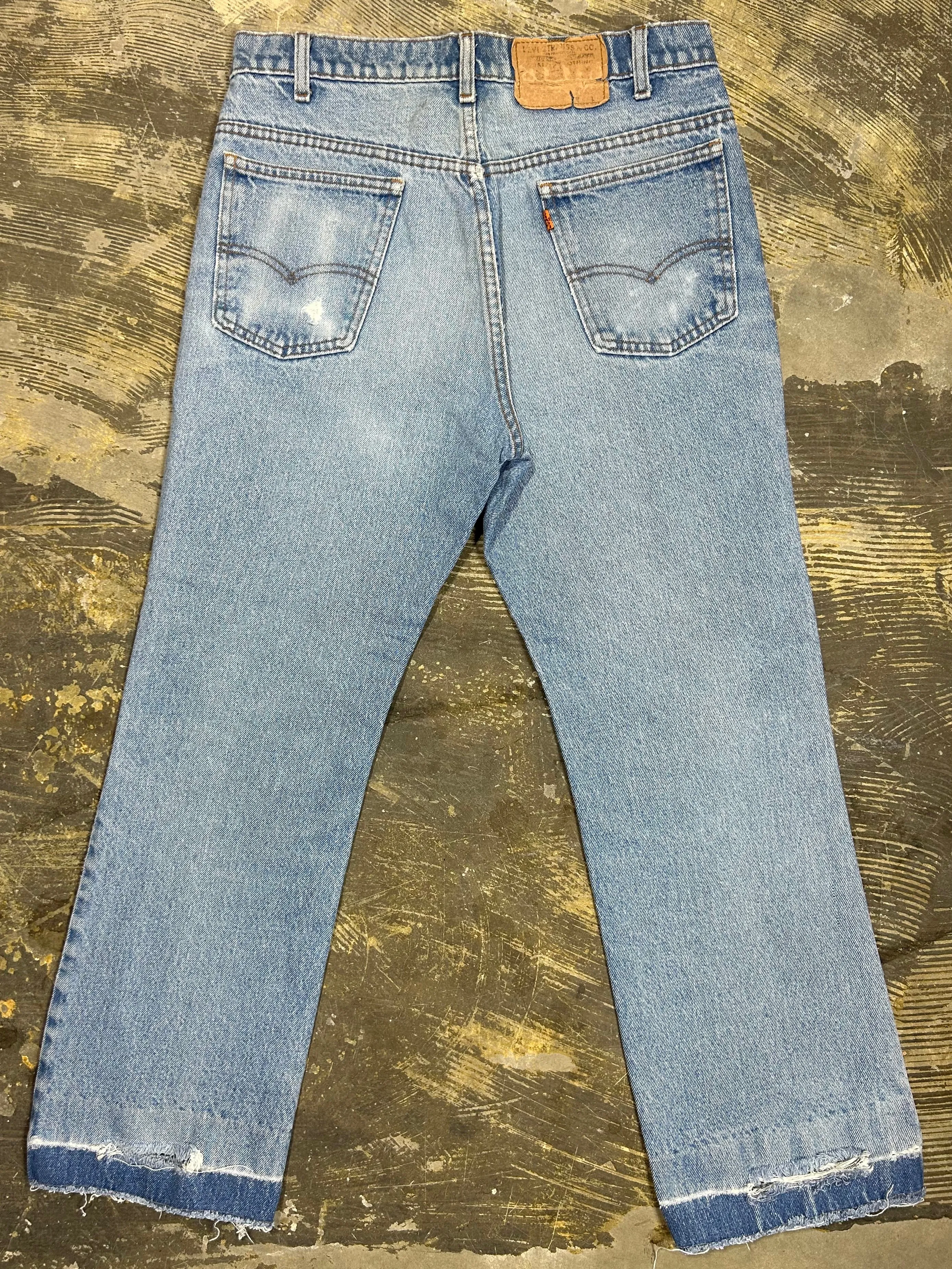 Vintage USA Made Levi 517 Orange Tab Premium Wash Denim Jeans -Busted Cuff (JYJ0124-026)