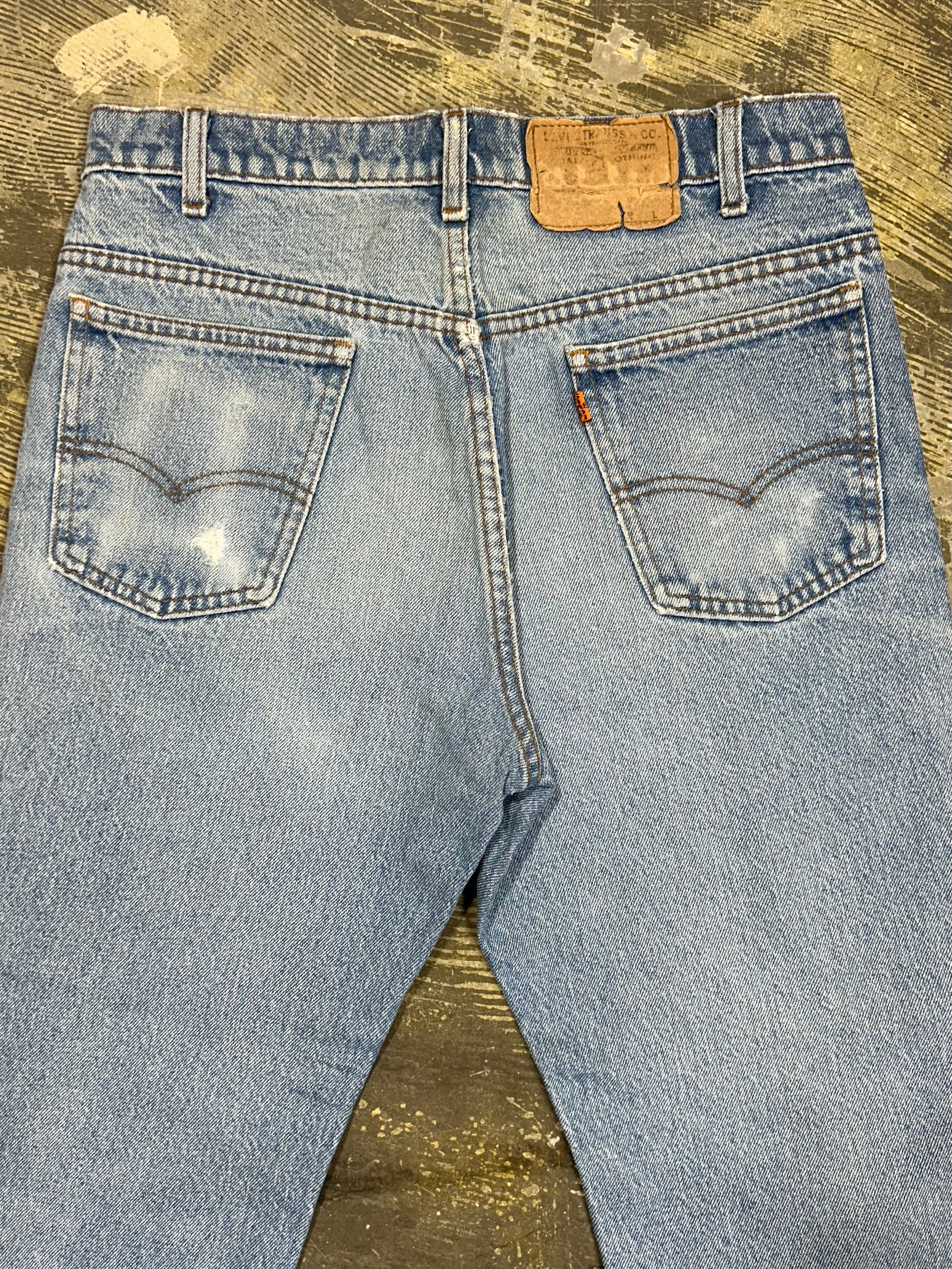 Vintage USA Made Levi 517 Orange Tab Premium Wash Denim Jeans -Busted Cuff (JYJ0124-026)