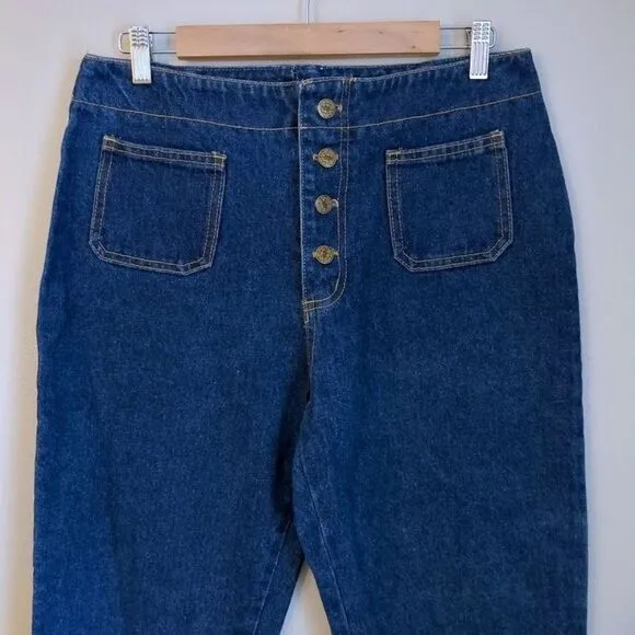 Vintage y2k American Spirit Jeans Flare Dark Wash Denim Button Fly Size 14