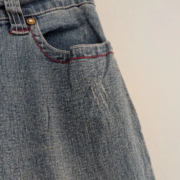Vintage Y2K XOXO Low Rise Denim Full Leather Embroidered Straight Leg Size 16