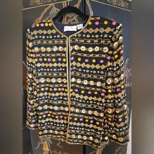 VTG Laurence Kazar 100% Silk Beaded Sequin Jacket