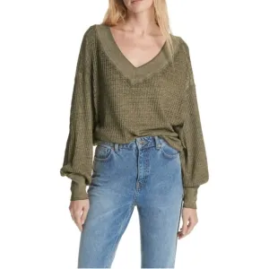 We the Free South Side Thermal Waffle Top in Moss