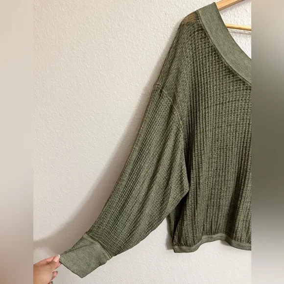 We the Free South Side Thermal Waffle Top in Moss